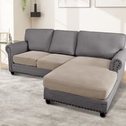 Turquoize 3-Piece Separate Slipcovers Textured Grid Stretch Non-Slip L Shape Sofa Seat Covers for Both Left/Right Sectional Couch (Seat Only: 1 Chaise + 2 Sofa,