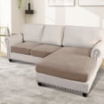 thumbnail image 1 of Turquoize 3-Piece Separate Slipcovers Textured Grid Stretch Non-Slip L Shape Sofa Seat Covers for Both Left/Right Sectional Couch (Seat Only: 1 Chaise + 2 Sofa,Sand）, 1 of 8
