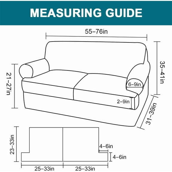 Turquoize 3 Piece T Cushion Loveseat Slipcovers Sofa Cover for 2 Cushion Couch Cover Washable Sofa Slipcover Furniture Covers with 2 Individual T Cushion Seat Covers (2 Cushion Loveseat, Sand)