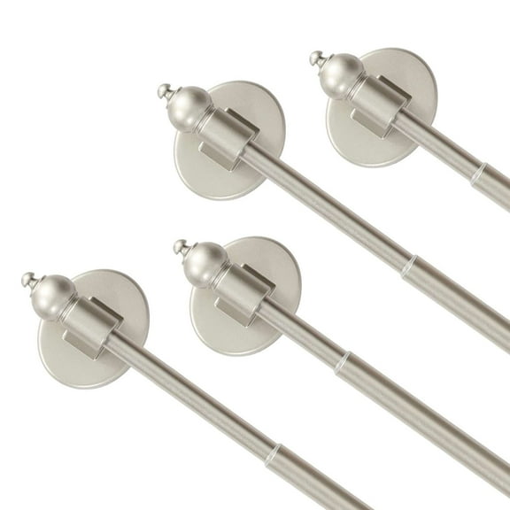 Turquoize 4 Pack Magnetic Curtain Rods Multi-Use Adjustable Petite Cafe Sidelight for Iron and Steel Place (16"-28", Nickel)