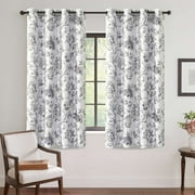 Turquoize Blackout Curtains 2 Panels Floral Print Thermal Insulated Grommet for Living Room(52"x 63",Antique Green)