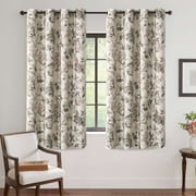 Turquoize Blackout Curtains 2 Panels Floral Print Thermal Insulated Grommet for Living Room52"x 63",Sage Brown
