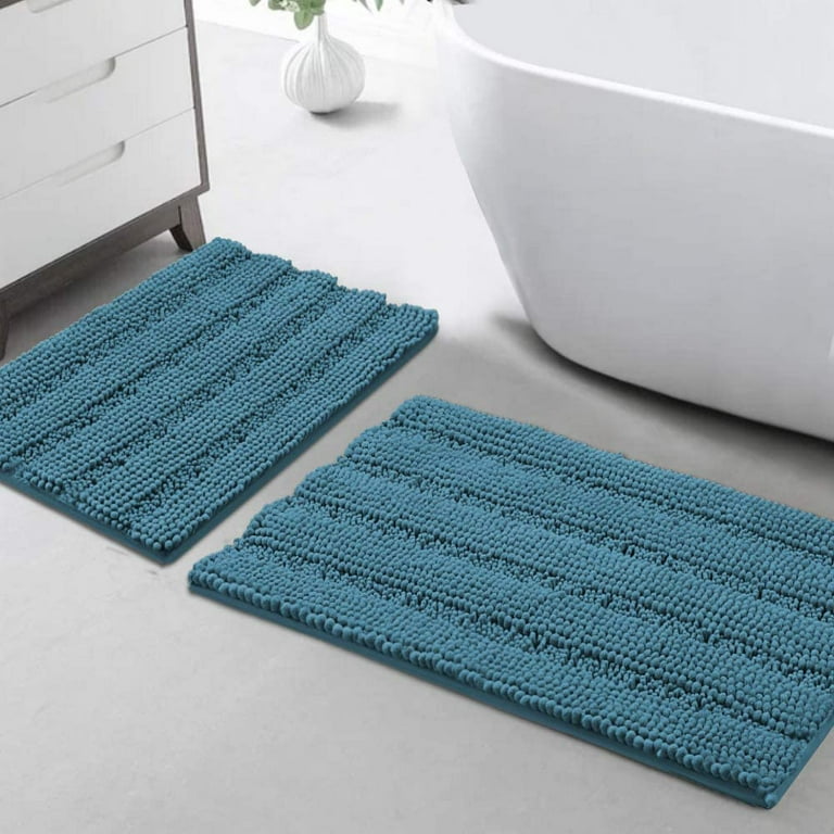 Turquoize 3 Pieces Bathroom Rugs Sets Non Slip Extra Absorbent Chenille  Shaggy Mat Set for Bathroom Floor with Toilet Rugs for Tub, Washable Shower