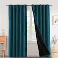 thumbnail image 1 of Turquoize Classic 100% Blackout Solid Print Back Tab Curtains, Dark Teal, 2 Panels - 42 x 84 Inches, 1 of 5