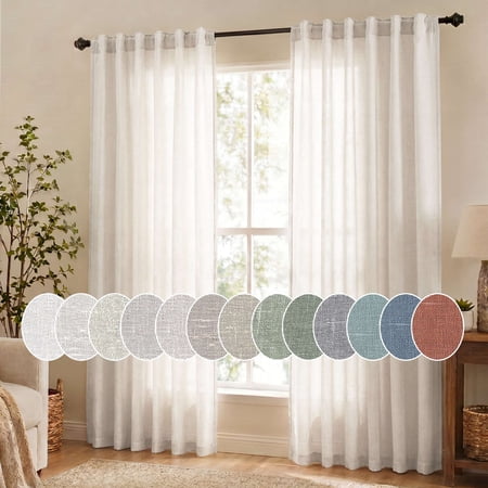 Turquoize Farmhouse Natural Linen Semi Sheer Light Privacy Window Curtains, Back Tab Loop Pocket 2 Panels for Bedroom & Living Room,52" x 84",Heathered Natural price history and forecast - Turquoize TQWFSBTDM-5284C2NATURAL