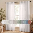thumbnail image 1 of Turquoize Farmhouse Natural Linen Semi Sheer Light Privacy Window Curtains, Back Tab Loop Pocket 2 Panels for Bedroom & Living Room,52" x 84",Heathered White, 1 of 6