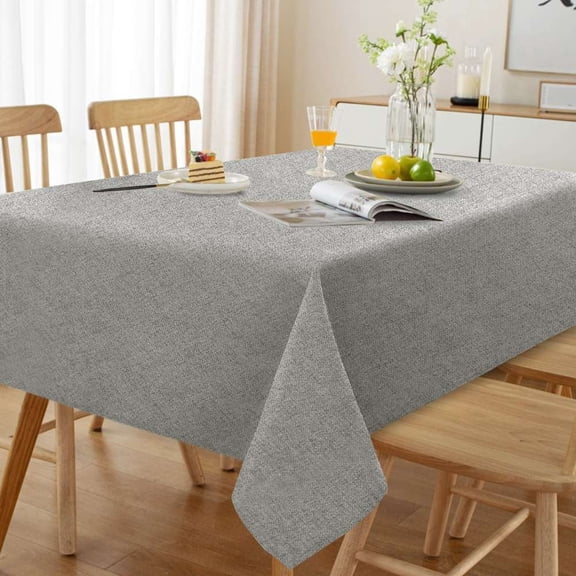 Turquoize FantasDecor Square Tablecloth, Linen Textured, Waterproof Spillproof Wrinkle-Free, Indoor/Outdoor(60" X 60",Heather Gray)