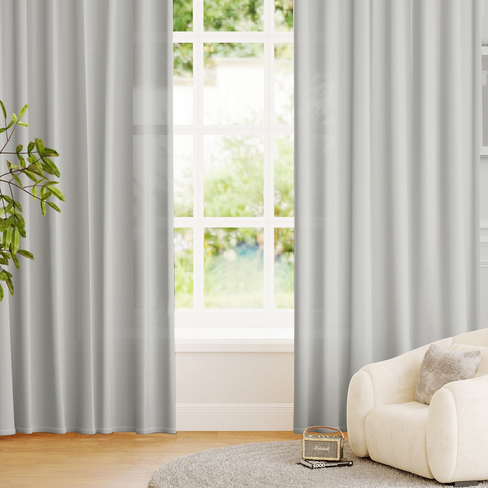Turquoize Fantasdecor Non-See-Through Privacy Light Filtering Grommet Window Curtains 2 Panels for Living Room,52"X 63",Grey