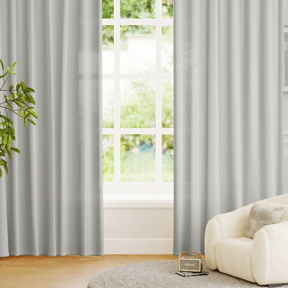 Turquoize Fantasdecor Non-See-Through Privacy Light Filtering Grommet Window Curtains 2 Panels for Living Room,52"X 95",Grey