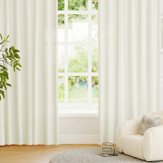 Turquoize Fantasdecor Non-See-Through Privacy Light Filtering Grommet Window Curtains 2 Panels for Living Room,52"X 95",Light Beige