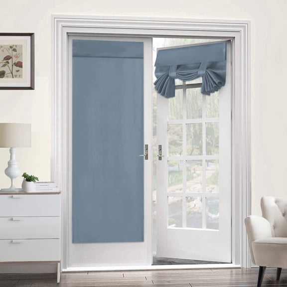 Turquoize French Door Panel For Privacy Tricia Door Panel Energy Efficient Blackout Sidelight Panel Functional Thermal Insulated Blackout Curtain Patio Door Panel- 1 Panel, Grey - Stone Blue