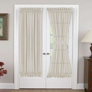Turquoize Linen French Door Curtains Privacy Light Reducing Glass Door Curtain with Tieback | Rod Pocket 2 Panel(52" x 72",Natural)