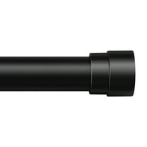 Turquoize Modern Decorative Adjustable Single Curtain Rod Telescoping 0.75" Diameter for Windows 48"-84",Black