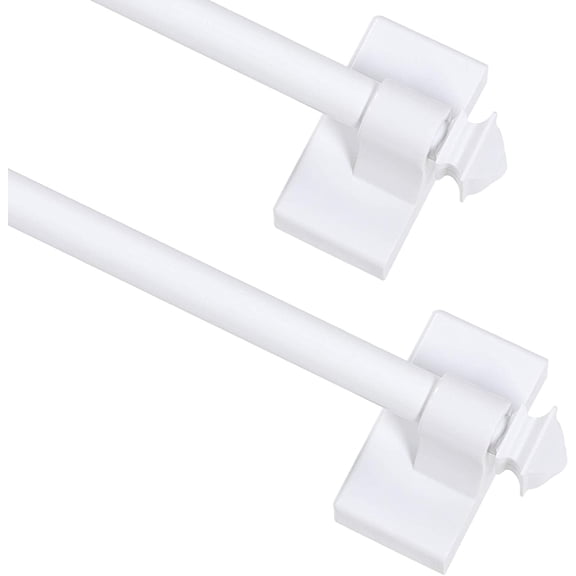 Turquoize Multi-Use Adjustable Cafe Sidelight Curtain Rods, 09"-16" Magnetic White, 2-Pack