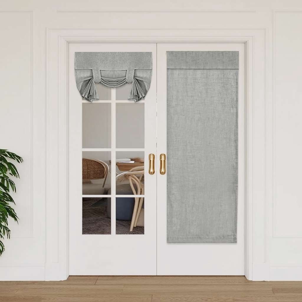 Turquoize Natural Linen Blended Light Filtering French Door Curtains ...