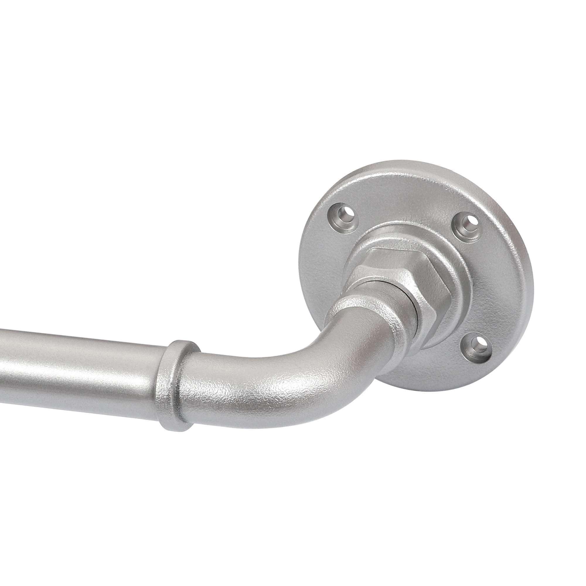Turquoize Adjustable Spliced Industrial Pipe Single Curtain Rods for Bedroom Diameter 0.75,16.2-90.6",Nickel
