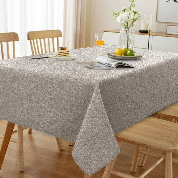Turquoize FantasDecor Waterproof Washable Rectangle Tablecloth Linen Texture Table Clothes for Dining Room and Outdoor (60" X 120",Heather Taupe)