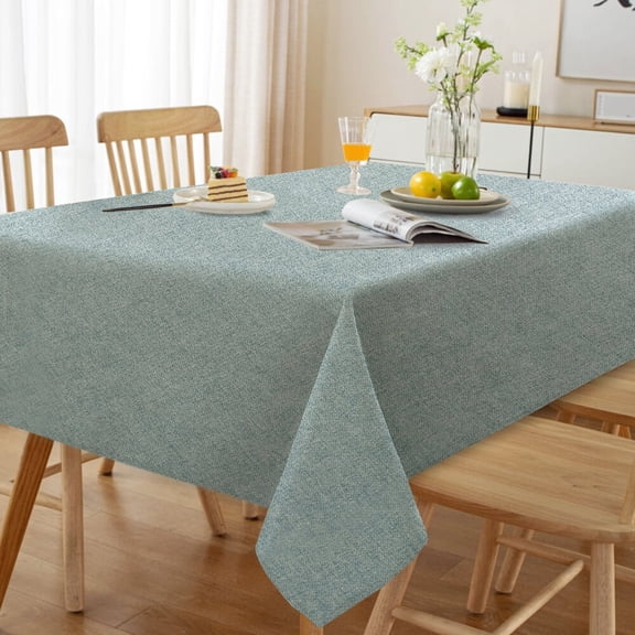 Turquoize FantasDecor Waterproof Washable Rectangle Tablecloth Linen Texture Table Clothes for Dining Room and Outdoor (60" X 84",Heather Aqua Gray)