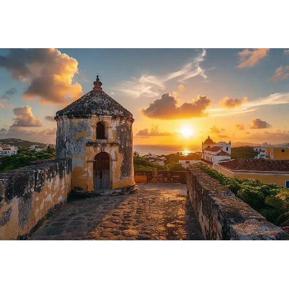 Turret Along Old san Juan Wall in Puerto rico Old Town Jigsaw Puzzles for Adults 500 Pieces Fun Educational Gift Art Home Decor Finish Size 29.5 x 20 Inches