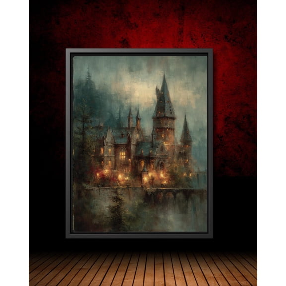 Turreted Castle On A Hill Fantasy Art Poster Dark Academia Wall Decor, Enchanted Medieval Fortress, Mystical Gothic Artwork, Unframed Poster Size 8x12
