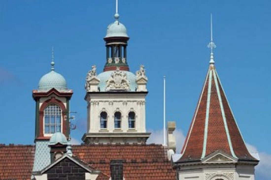 Turrets Spires & Clock Tower Historic Railway Station Dunedin South Island New Zealand Canvas Art - David Wall DanitaDelimont (26 x 18)