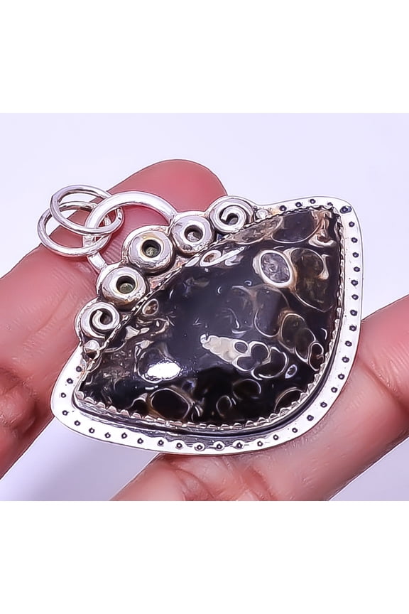 Turritella Fossil Agate Gemstone 925 Sterling Silver Jewelry Pendant 1.95" A360, Beautiful Jewelry For Woman, New Year Sale, Valentin's Day Gift