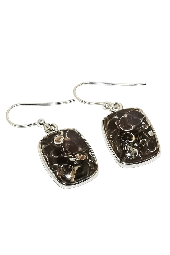 Turritella Fossil Solid 925 Sterling Silver Earring 1.26" (SE254-30)