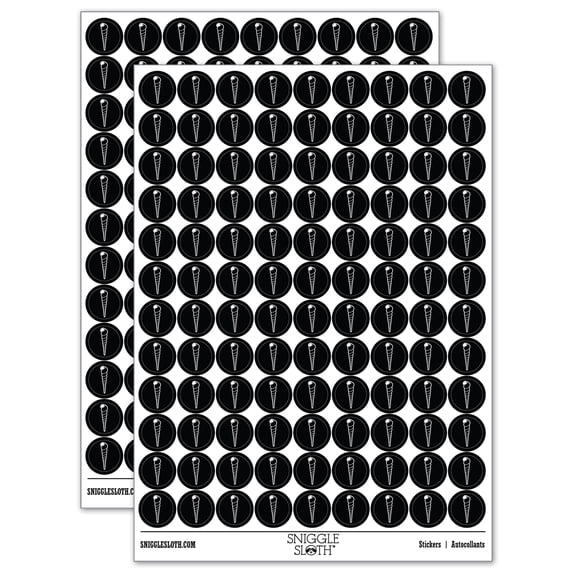 Turritella Spiral Seashell Beach Shell 200+ Round Stickers - Black - Matte Finish - 0.50" Size