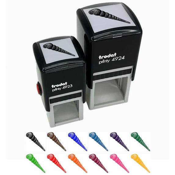 Turritella Spiral Seashell Hashmark Shaded Beach Shell Self-Inking Rubber Stamp Ink Stamper - Black Ink - Small 1 Inch