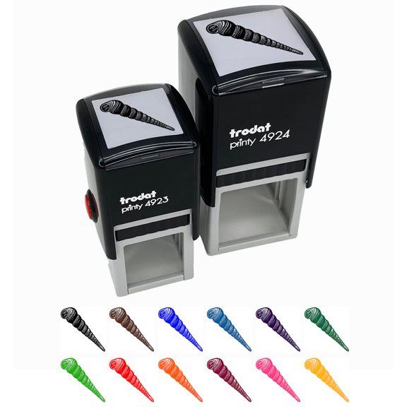 Turritella Spiral Seashell Hashmark Shaded Beach Shell Self-Inking Rubber Stamp Ink Stamper - Purple Ink - Small 1 Inch