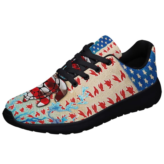 Turtle American flag Shoes Sneakers for Women Men Black Size 7