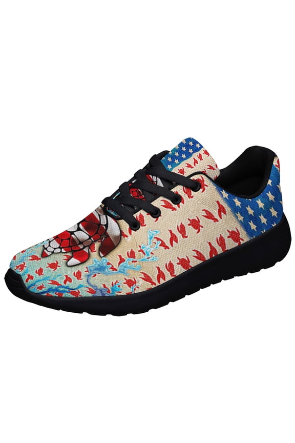 Turtle American flag Shoes Sneakers for Women Men Black Size 7