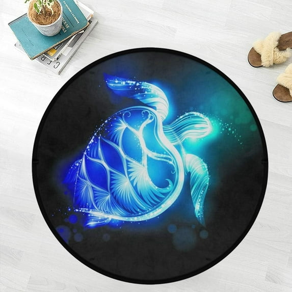 Turtle Anti Fatigue Round Area Rug, Galaxy Turtle Non Slip Absorbent Comfort Round Rug Floor Carpet for Entryway Living Room Bedroom Sofa Home Decor (3' in Diameter)