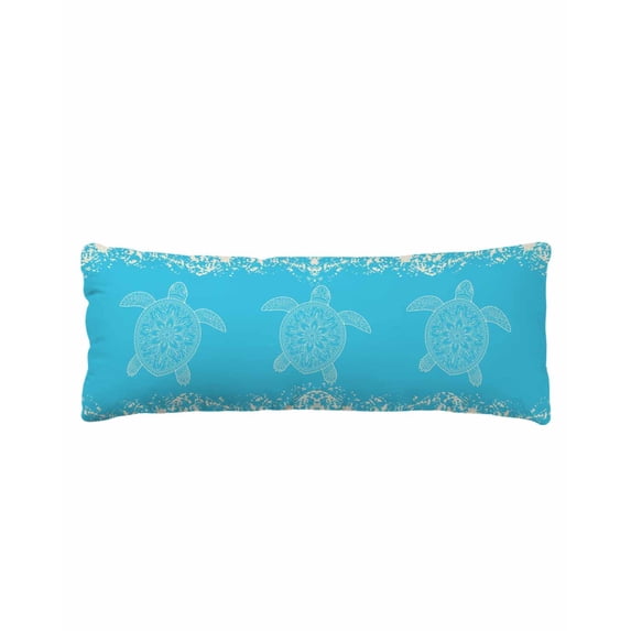 Turtle Aqua Blue Body Pillow Cover 20 x 54 Inch Decorative Pillow Cover Coastal Ocean Boho Flower Retro Mottled Lumbar Pillowcase Seasonal Rectangle Cushion Case for Couch Sofa Bed Living Room