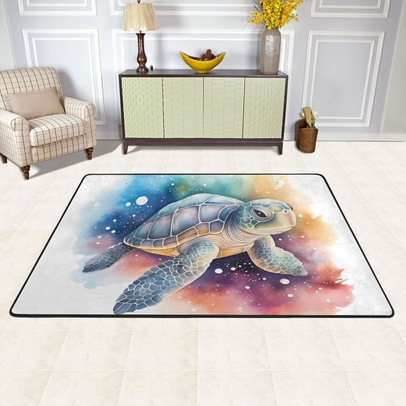 Turtle Area Rug Washable 72 x 48 Floor Carpet Mat Non Slip for Bedroom Living Room Kids Room Home Decor