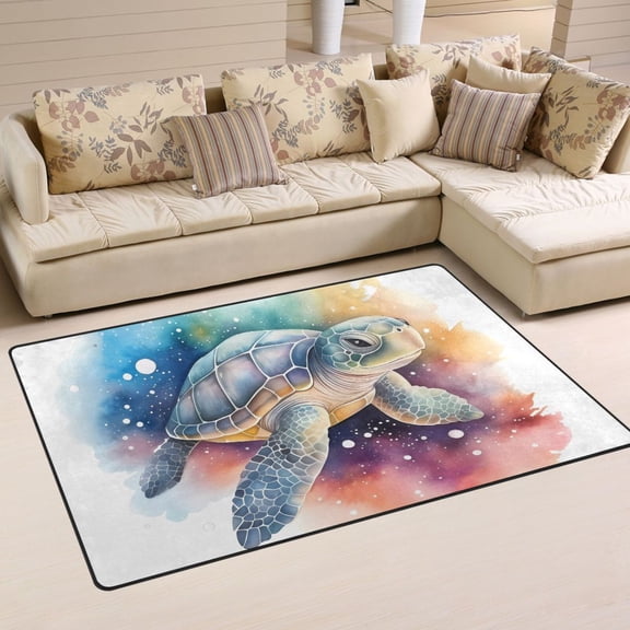Turtle Area Rug Washable Floor Carpet Mat 60 x 39 inch for Bedroom Living Room Kids Room Home Decor