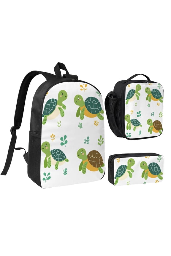 Turtle Backpack 17 Inch Set with Lunch Bag and CaseDurableTravel Bag Combo for Work Commuting Daily Use