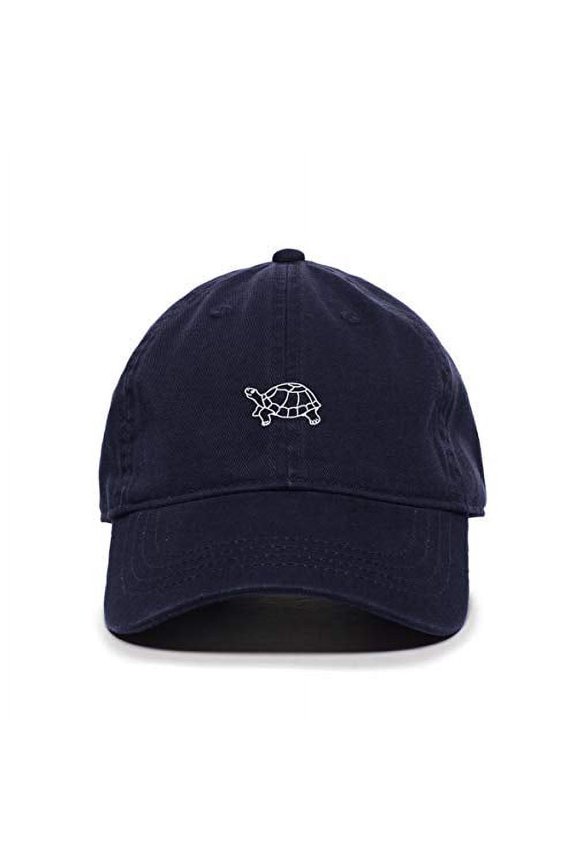 Turtle Baseball Cap Embroidered Cotton Adjustable Dad Hat Navy