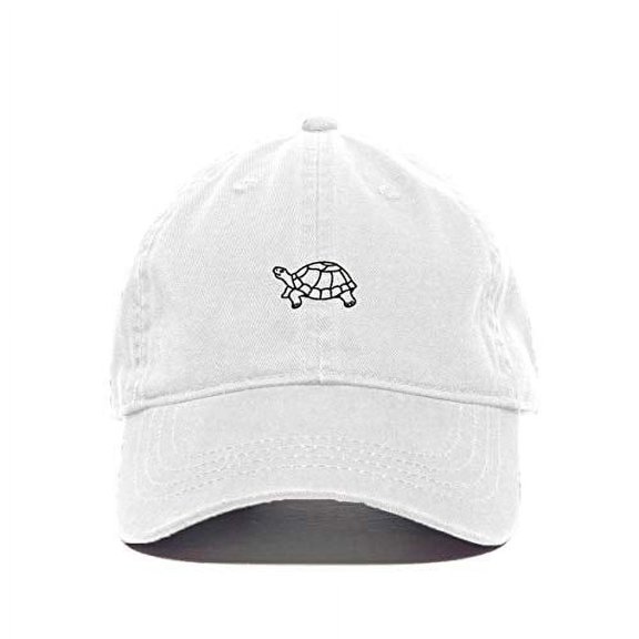 Turtle Baseball Cap Embroidered Cotton Adjustable Dad Hat White
