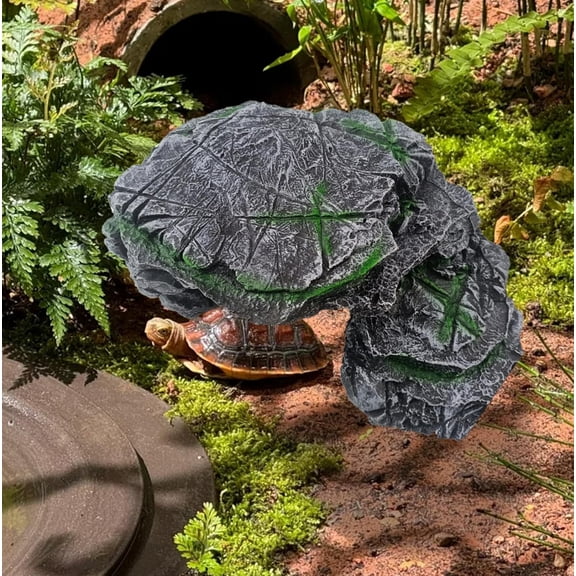 Turtle Basking Platform, Resin Reptile Habitat Cave Climbing Ramp Tank Decoration