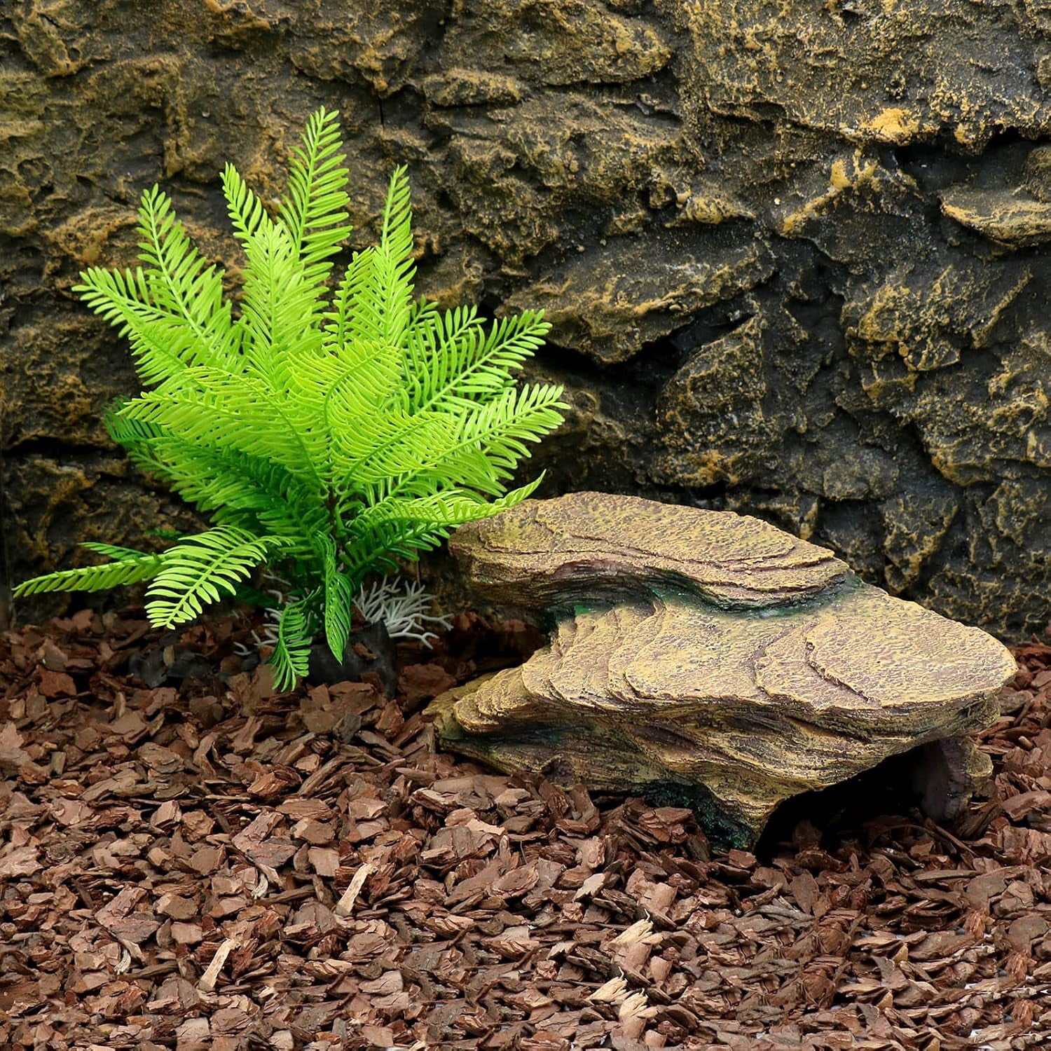 Turtle Basking Platform Shale Scape Step Ledge, Reptile Cave Hideout Tank Accessories Decorations for Reptiles, Amphibians, Leopard Gecko, Bearded Dragons, Lizard, Frogs