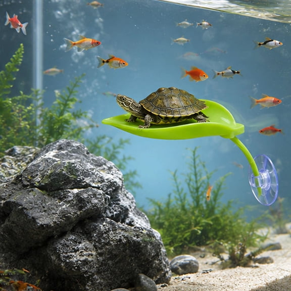 Turtle Basking Platform with Suction Cup Leaf Shape Adjustable Resting Pad for Aquarium Tank Reptile Frog Small Amphibians