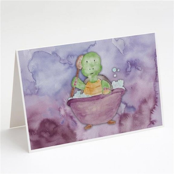 Turtle Bathing Watercolor Greeting Cards & Envelopes - Pack of 8
