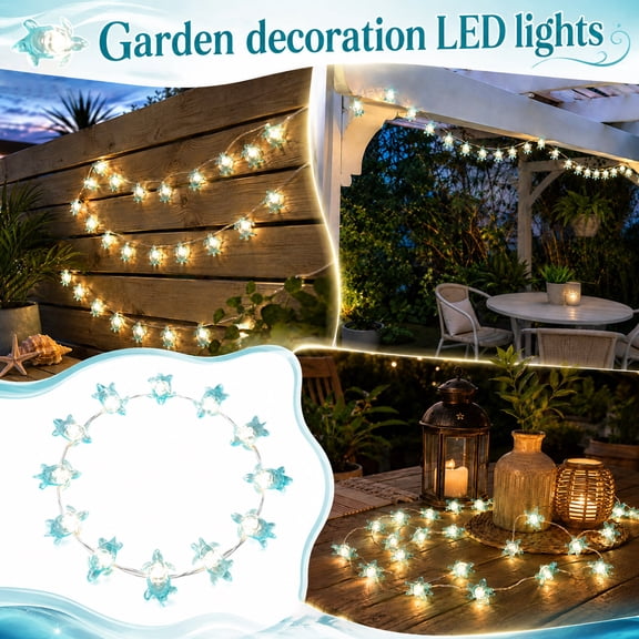 Turtle Battery Fairy Lights, 30 LED Turtle Copper Wire String Lights, Cute Sea Turtle LED Lights for Patio Garden Bedroom Beach Theme Party Decor, 9.84ft