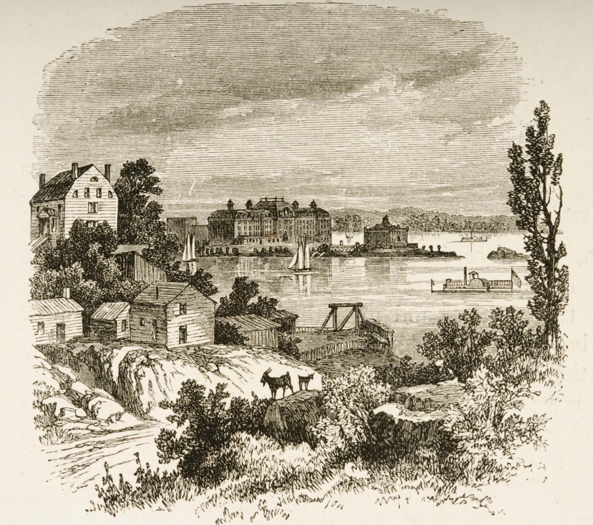 Turtle Bay And Blackwells Island New York In 1870S From American Pictures Drawn With Pen And Pencil By Rev Samuel Manning Circa 1880 Canvas Art - Ken Welsh Design Pics (15 x 13)