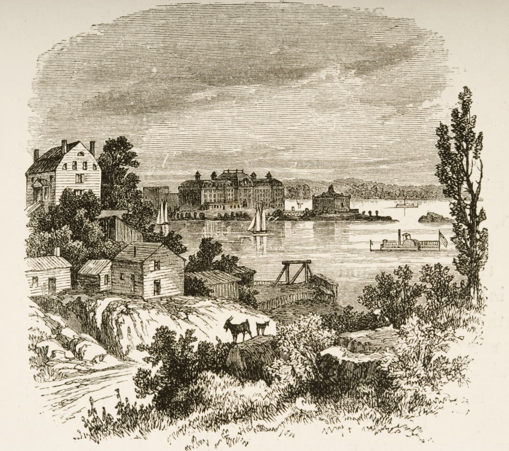 Turtle Bay And Blackwells Island New York In 1870S From American Pictures Drawn With Pen And Pencil By Rev Samuel Manning Circa 1880 Canvas Art - Ken Welsh Design Pics (30 x 26)