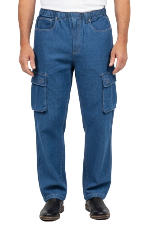 Men’s Double Cargo Pocket Pull-On Jeans – Rugged Cargo Pants in Cotton Blend Fabric