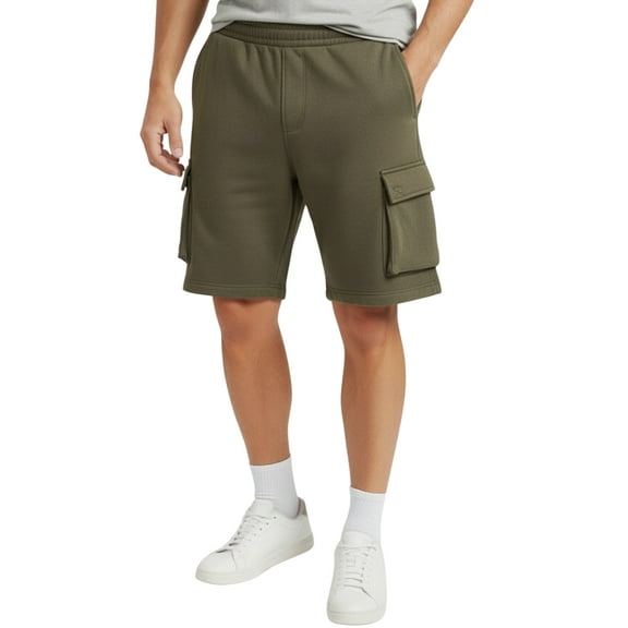 Turtle Bay New York Men’s Fleece Cargo Shorts, 6-Pocket Sweat Shorts with Drawstring Waist