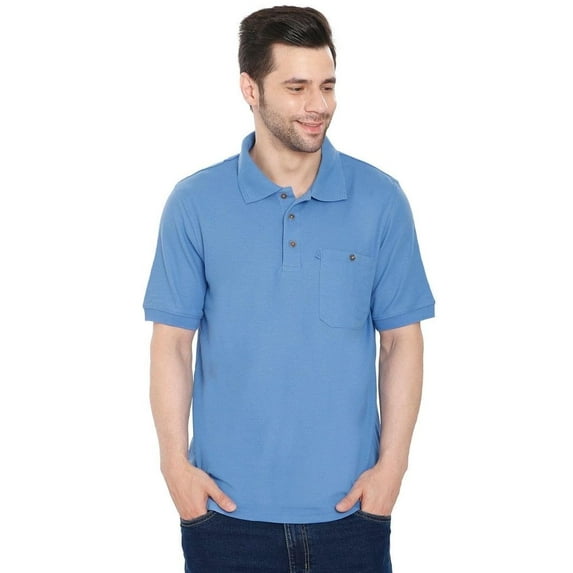 Turtle Bay New York Men's Short Sleeve Pique Polo Shirt in Cotton Blend with Front Pocket