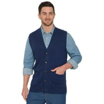 Turtle Bay New York Men's Soft Button Front Flat Knit Sweater Vest with front patch pockets